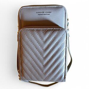 Myfriday Gray Women Cell Phone Card Slots Bag Over Shoulder Handbag Purse